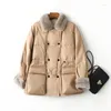 Women's Leather 2023 Sheepskin Coat Winter Mink Hair Collar Casual Medium Long White Duck Down Lining Genuine Jacke