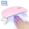 Nageltorkar 6W Mini Dryer Machine Portable 6 LED UV Manicure Lamp Hemanvändning för torkning av polsk lack med USB -kabel 231020