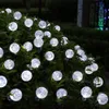 Outros suprimentos de festa de evento lâmpadas solares bola de cristal 5m 20 LED luz à prova d'água colorido quente branco fada luz decoração de jardim ao ar livre led 231019