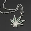 Chokers Fashion Mens smycken Guldpläterad Punk Hip Hop Big Maple Leaf Zircon Pendant Halsband för män Kedja rostfritt stål smycken 231020