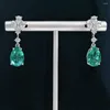 Boucles d'oreilles pendantes en argent Sterling 925, pierres précieuses brésiliennes Paraiba émeraude Tourmaline pour femmes, véritable cadeau de fête