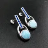 Ohrstecker aus hochwertigem 925er-Sterlingsilber mit natürlichem Dominica-Larimar für Damen als Geschenk