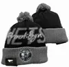 قبعات الرجال في كرة السلة Hawk Beanie جميع الفرق الـ 32 متوفرة بوم أتلانتا بينانتس مخططًا على شكل صوف دافئ USA College Sport Hats Cap for Women