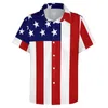 Camisas casuais masculinas bandeira americana listras vermelhas impressão camisa de praia havaí blusas vintage homens plus size 3xl 4xl