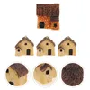Dekoracje ogrodowe 4 sztuki miniaturowe kamienne domowe żywice Fairy Village Miniatury Figurki Domowe dla ogrodowych dekoracji patio (
