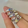 Solitärring Bunte Zirkonringe für Frauen Unregelmäßiges mattes Metall Retro Persönlichkeit Zeigefinger Schmuck Hip Hop Mädchen Accessoires Geschenk 231019