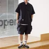 Survêtements pour hommes Hip-Hop Japonais Bboy Skateboard Vêtements Lâche Alpinisme Extérieur Multi-poches Salopette Pantalon à manches courtes Deux pièces