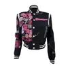 Women's Jackets Baseball Jacket Women Spring Fleece Print Streetwear Chic Coat Wool Letterman Mean Girls Varsity