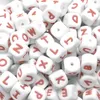 Beißringe Spielzeug 100 Stücke 12mm Englisch Weiß Alphabet Silikon Buchstaben Perlen DIY Personalisierte Namenskette Schnullerkette Kauperlen Zubehör 231020