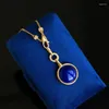 Kettingen Blauw Lapis Lazuli Ronde Hanglamp Luxe Modieus Eenvoudig Afneembaar Ketting Feest Sleutelbeenketting Sieraden Cadeau