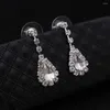 Necklace Earrings Set Women Drop Dainty Elegant Wedding Jewelry Shiny Waterdrop Pendant Stud For Bride