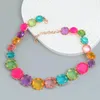 Chains Exaggerated Colorful Square Resin Necklace For Woman Jewelry