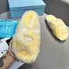 Wool Slippers Inverted Triangle Chestnu Fur Slides Fluffy Flat Slippers Scuffs Wool Shoes Sheepskin Winter Plush Casual Women Outside Shoes Criss-Cross Sandal 35-40