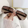 Solglasögon Stylish Personality Half Rim Women Classic Semi Square Rimless Sun Glasses Men Y2K Shades Clear Designer