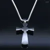 Pendant Necklaces Cross Amulet Crystal Men Chain Necklace Silver Color Stainless Steel Jewelry Cruz Acero Inoxidable N4927S06