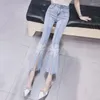 Женские джинсы-клеш, женские узкие брюки-клеш, расклешенные с разрезами и стразами, облегающие брюки, мешковатые брюки Z в корейском стиле