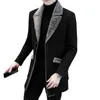 Men's Jackets Stylish Men Business Jacket Washable Warm Overcoat Plush Collar Turndown Buttons Windbreaker Keep 231020