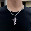 Ciondolo personalizzato BR gioielli Iced Out Bling Collana con ciondolo croce serpente con zirconi completi Collana con catena a serpente da uomo Ciondolo hip hop