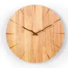 Drewniany zegar ścienny krótki projekt mody zegary ścienne lite drewno sztuka duża zegarek salon cichy kwarc reloJ de pared dekoracja domowa 14 cali