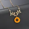 Koreaanse persoonlijkheid ketting parel zon bloem vrouwelijke mode zonnebloem hanger188w