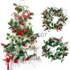 Julekorationer 2m Artificial Holly Berry med blad som används för hembröllop Julfestdekorationer Granit Cranberry Vine Fake Plants X1020