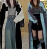 Kadın Örgüler 2024 Koreli Tasarım Kadın Tıknaz Örgü Büyük Boyutlu Hırka Bayanlar Uzun Kollu Maxi Sweater Paltolar