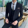 Garnitury męskie (spodnie kamizelki kurtki) 2023 Męski pary młody w paski Slim-Fit Wedding Tuxedo 3-PCS Suit for Men Fashion Wysokiej jakości sukienka Terno