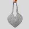 Sacs de soirée Bling coeur en forme de fil d'or sac tricoté décontracté femmes épaule grande capacité fourre-tout mignon grand shopper sacs à main 2023