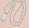 Cute Ice Cream Pendant Beaded Necklace Open Ring Sweet Cartoon Charm Jewelry For Girl