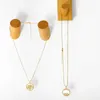 Hänghalsband flola skal rund dubbel hjärthalsband för kvinnor guldpläterade träd av liv cz strass smycken gåvor nkev50