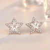 Chains Liming S925 Sterling Silver Star Earrings Female European Micro-inlaid Light Luxury Personalized Zircon Wholesale