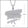 Chains Chains Bling Iced Out Letters Certified Steppa Gun Pendant Necklace 2 Colors Luxury Cubic Zircon Hip Hop Jewelry For Men Boy Dr Dhtbw