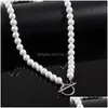 Kettingen Trendy Klassieke Imitatie Parel Ketting Mannen Handgemaakt Breedte 6 8 10Mm Toggle Sluiting Kralen Voor Sieraden Giftchains151D Drop Deliv Dhb6A