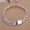 High-End Women's Mens Fine 925 Sterling Silver Armband Fashion Jewelry Gift Men's 10mm Square Beautiful Gem Bangle278r