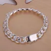 High-end Women's Mens Fine 925 Sterling Silver Bracelet Fashion Jewelry Gift Men's 10MM Square Beautiful Gem Bangle278R