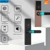 Serrure à clé Diosso biométrique porte électronique numérique noir intelligent Tuya App déverrouillage à distance sans clé empreinte digitale RH05 231019