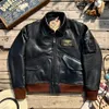 Men's Leather Faux Vegetable Tanned Sheepskin Lapel Short 45P Jacket Military Style 231020