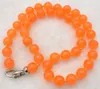 Chains Genuine 10mm Natural Orange Topaz Round Gemstone Beads Necklace 16-24"
