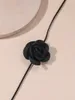 Chokers Rose Flower Clavicle Chain Necklace for Women 4 Colors Gothic Ladies Korean Fashion Adjustable Sexy Rope Choker Y2K Accessories 231019
