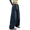 Jeans da donna Cargo Donna 2023 Vintage Gamba larga Sciolto Mops Hip Hop Spice Girl Pantaloni casual Tasca da donna Pantaloni in denim taglie forti