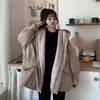 Kadın trençkotları rahat kız kalın kıyafetler sonbahar kış 2023 s kalınlaşmış kapüşonlu ceket Koreli gevşek pamuk ceket