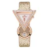 Montres-bracelets Mode Femmes Triangle Quartz Montre Bracelet En Acier Mouvement Analogique Vitrail Reloj De Mujer 2023