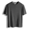 Herr t-skjortor maden t-shirt bomull fast lös rund krage mörkgrå kort ärm kausal o-hals grundläggande manliga högkvalitativa klassiska toppar