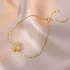 Necklace Earrings Set OL Rotating Flower Ring Stud Bracelets For Women Gold Color White Zircon Engagement Party Bridal