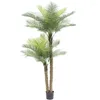 Decorative Flowers 240/300cm Artificial Palm Tree Triple Tropical Fake Green Plants Faux Coconut Outdoor Indoor Patio Poolside Porch Decor