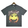 Hellstar Hip Hop mangas curtas crânio dentes rosto sorridente estampado homens velhos lavados e camisetas