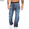 Uefezo calças jeans masculinas 2020 outono estiramento solto em linha reta de fitness calças jeans masculinas motocycle biker jeans calças compridas cowboys266z