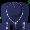 Halsbandörhängen Set Luxury Cubic Zirconia Flower Water Drop Women Party Wedding Crystal Choker Bridal Presents