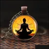 Anhänger Halsketten Vintage Buddhismus Halskette Chakra Glas Cabochon Anhänger Schmuck Om Indien Yoga Mandala Halsketten Unisex Geschenk Drop Del Dhupm