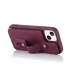 Pulseira Crossbody Capas de telefone celular para iPhone 15 14 13 12 Plus Pro Max Apple Capa traseira Capas protetoras de couro PU Durável Suporte de telefone móvel de luxo com slots para cartão